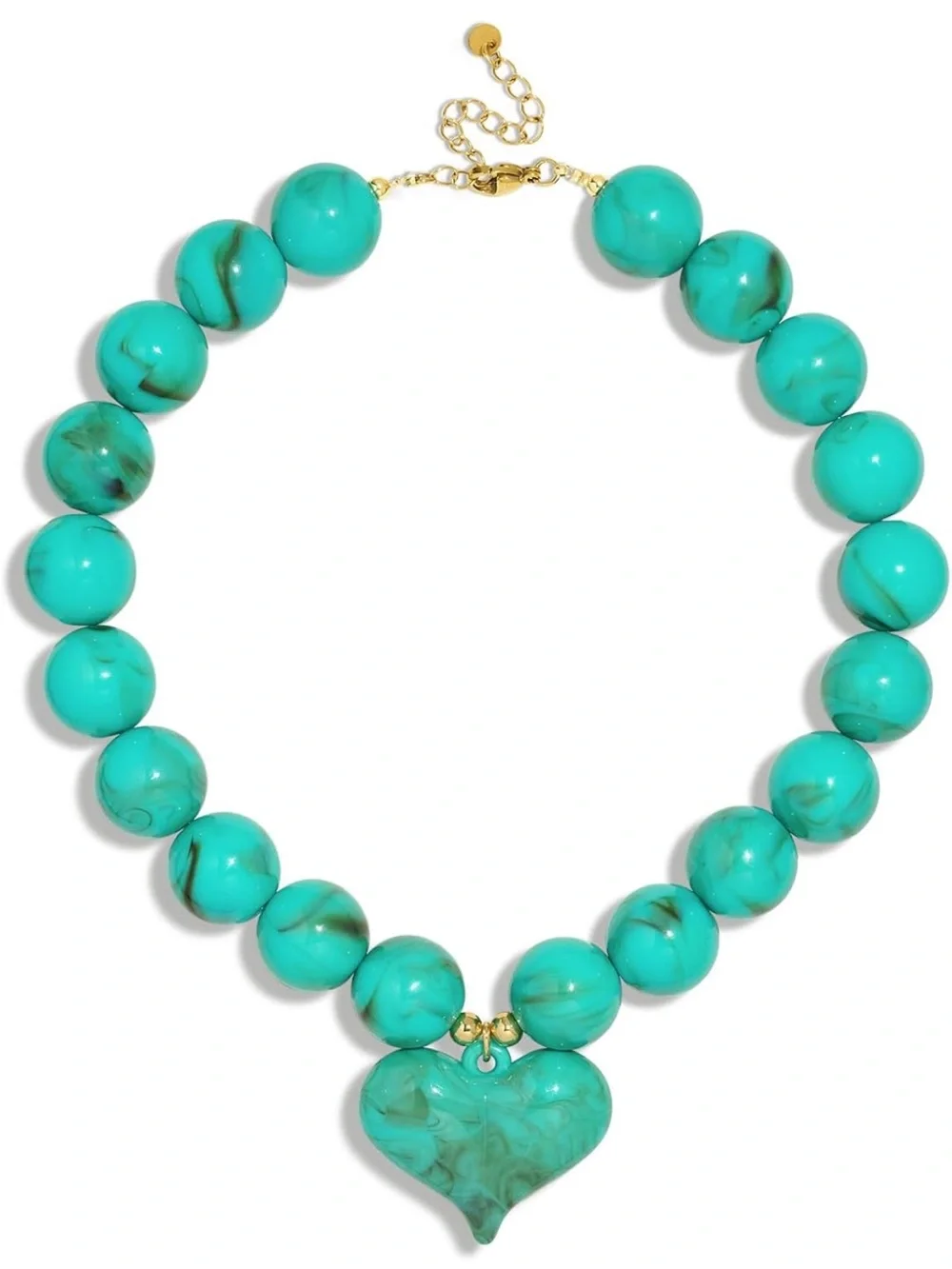 Anthropologie Turquoise Beaded Heart Necklace